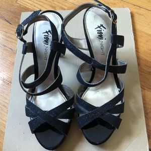 Black strappy glitter heels